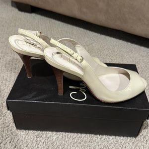 Cole Hana cream Patent Leather sling back heels